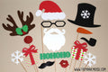 Glitter Christmas Photo Booth Props - Holiday Party, 15 Piece Set