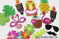 Glitter Tiki Photo Booth Props, Hawaiian Luau Party Set