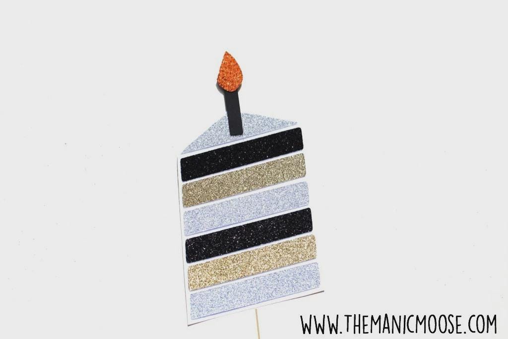 Birthday Cake Photo Booth Props ~ Black, Gold, and Silver ~ Glitter