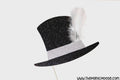 Glitter Mini Top Hat Photo Booth Prop with Feather