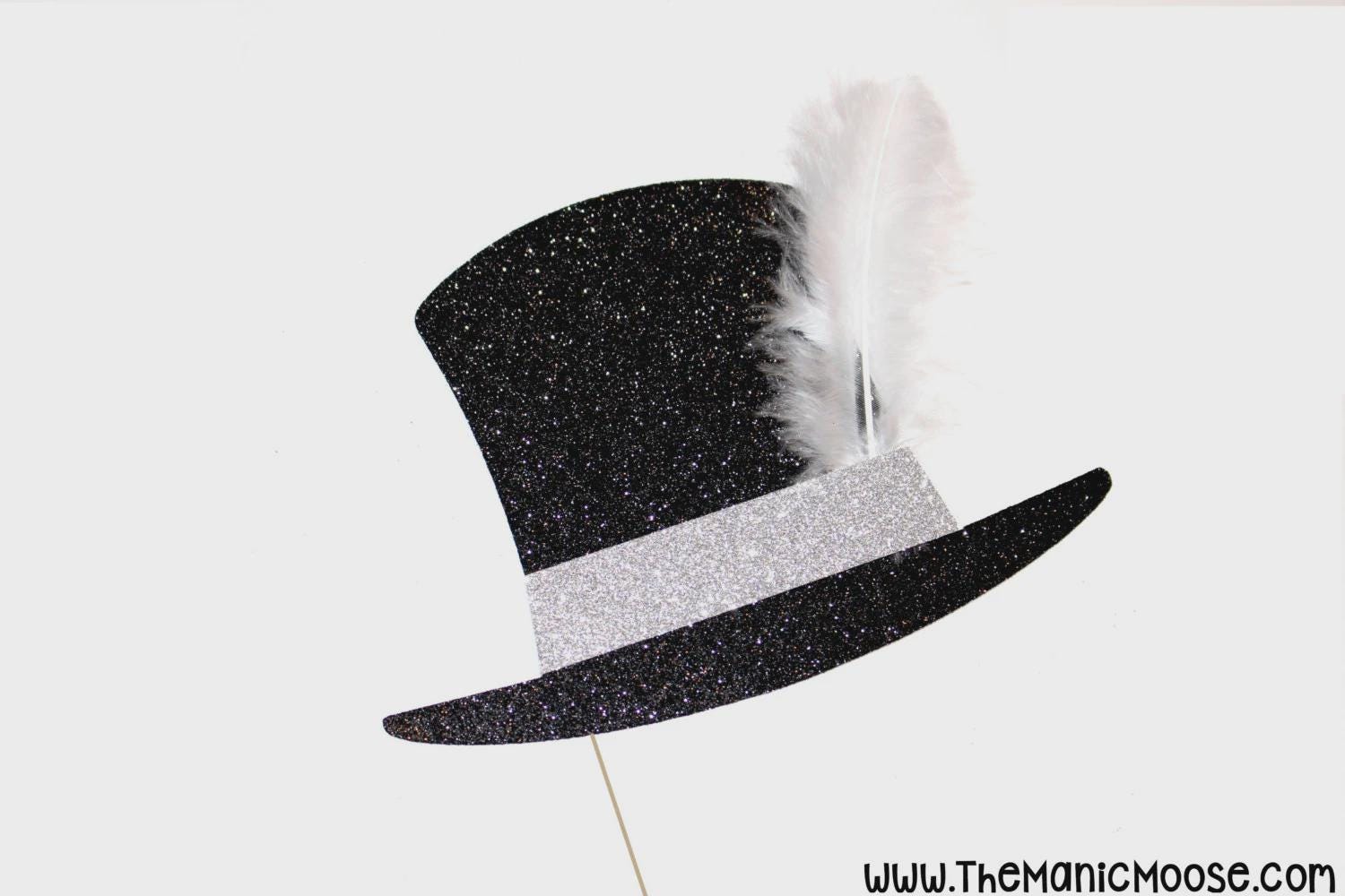 Glitter Mini Top Hat Photo Booth Prop with Feather