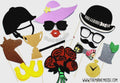 Kentucky Derby Photo Booth Props: Glitter Hats, Roses, Trophy (16-Piece Set, Assembled)