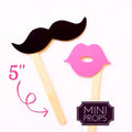 Mini Photo Booth Props - Pink Lips & Black Mustaches, Set of 12