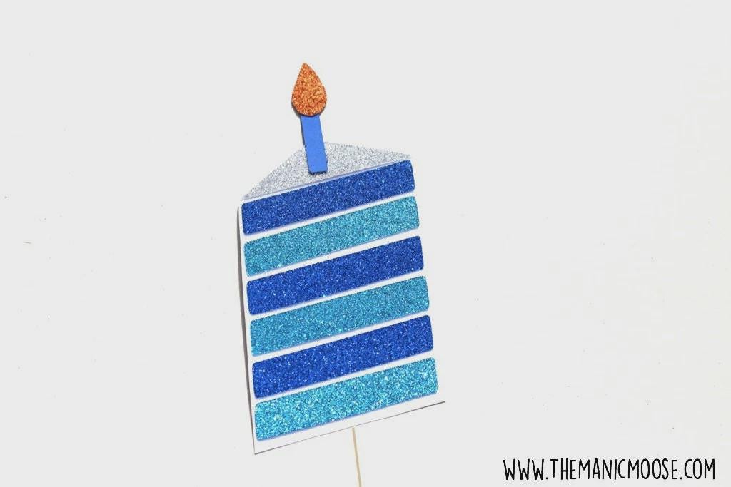 Birthday Cake Photo Booth Props ~ Baby Shower Prop ~ Blue ~ Glitter