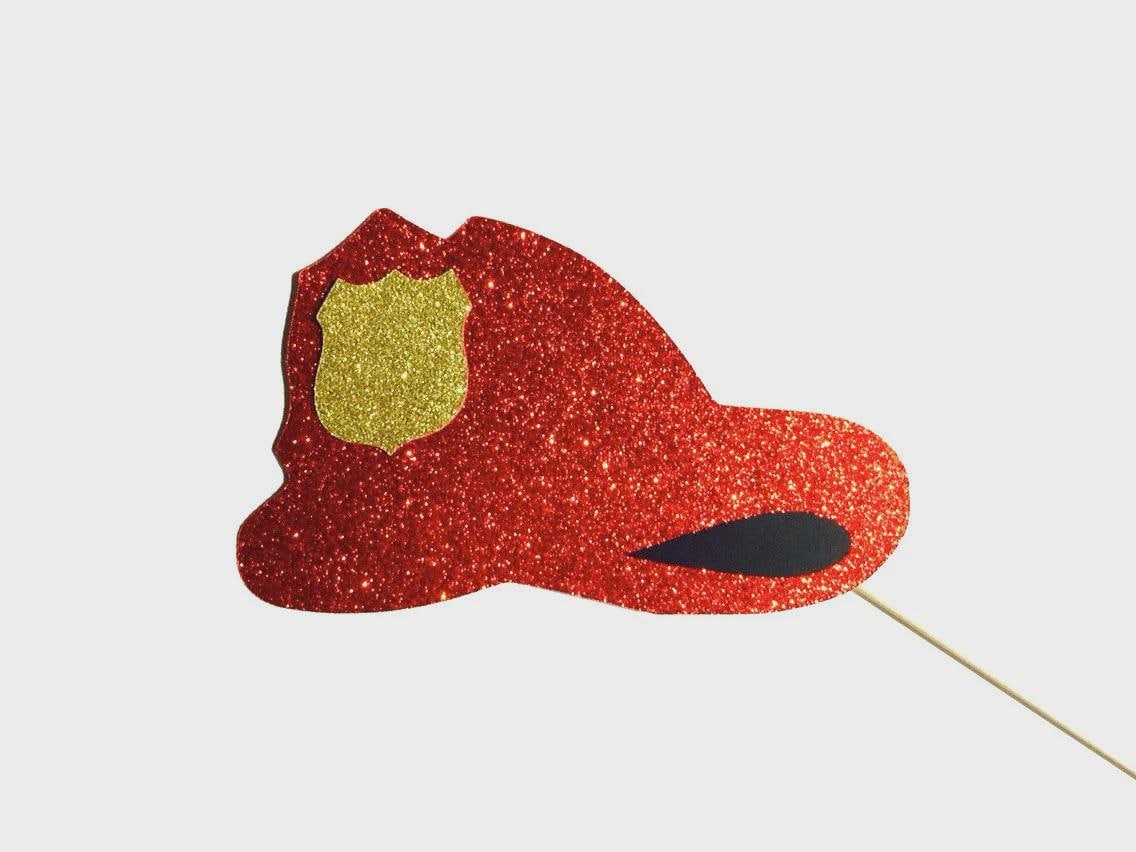 Glitter Firefighter Helmet Photo Booth Prop – Fireman Party