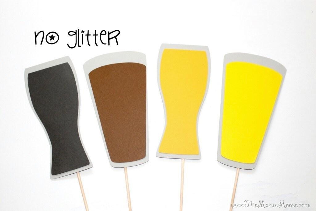 Craft Beer Photo Booth Props - Glitter Party Decorations, Set of 4