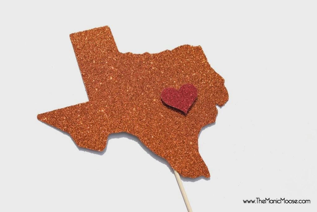Glitter State Photo Booth Prop with Heart - Wedding, Graduation